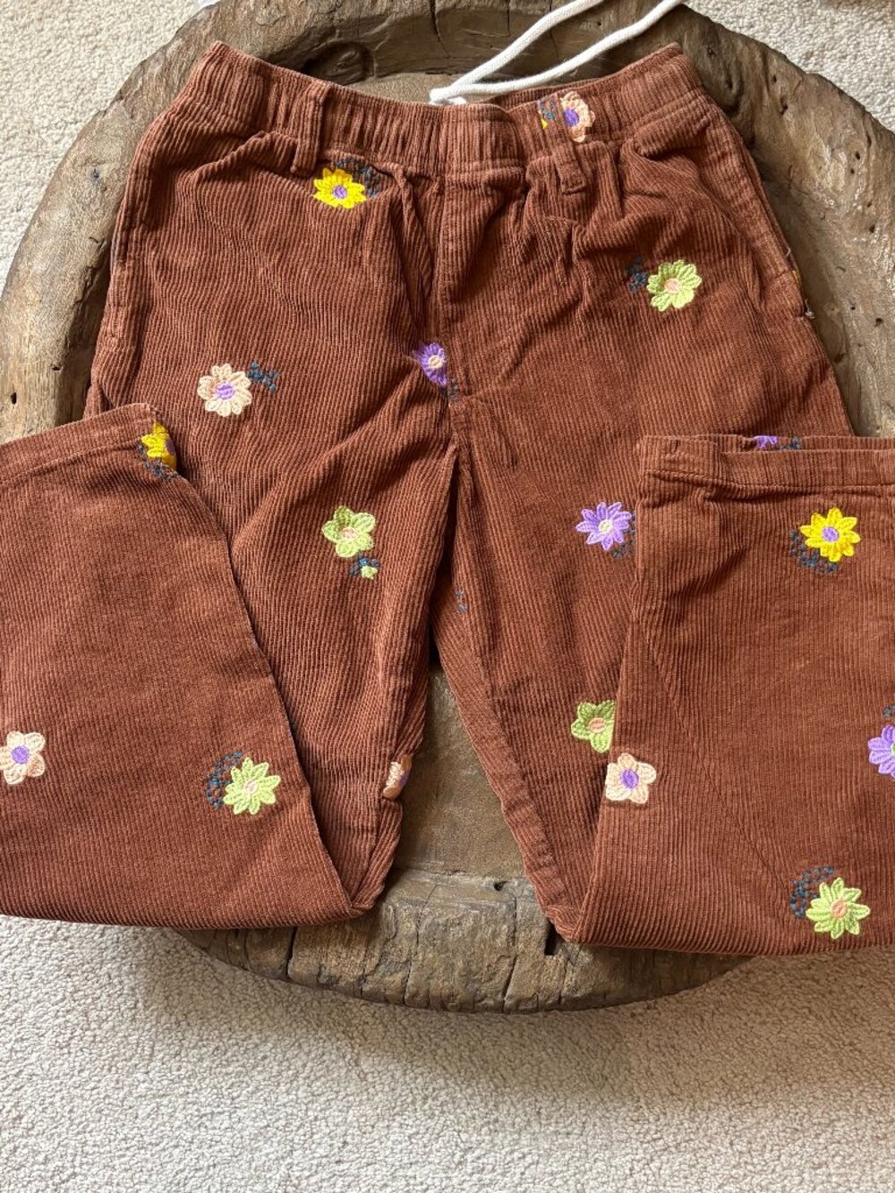 Urban Outfitters Brown Floral Embroidered Corduroy Trousers men's size small